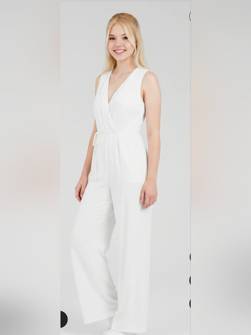Madewell White Sleeveless Wrap Jumpsuit with Tie Waist
